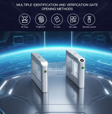 HCW Secure Automatic Turnstile Gate with 1100mm Channel Width, 6-Pair Infrared Anti-Pinch, and 180-Degree Swing Arm Rotation