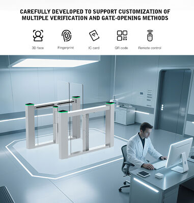 HCW Automatic Turnstile Gate with 30-40 Passages/Minute Throughput 10mm Plexiglass Door Wings and 3-Million-Cycle Durability
