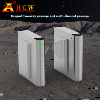 HCW Flap Barrier Turnstile with 15mm Plexiglass Door Wings 4 Pairs Infrared Beams and Certified Pedestrian Access Control Turnstile