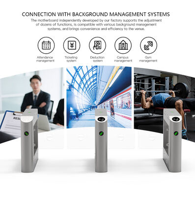 HCW Secure Automatic Turnstile Gate with 1100mm Channel Width, 6-Pair Infrared Anti-Pinch, and 180-Degree Swing Arm Rotation