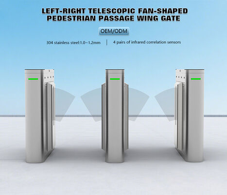 HCW Flap Barrier Turnstile with 15mm Plexiglass Door Wings 4 Pairs Infrared Beams and Certified Pedestrian Access Control Turnstile